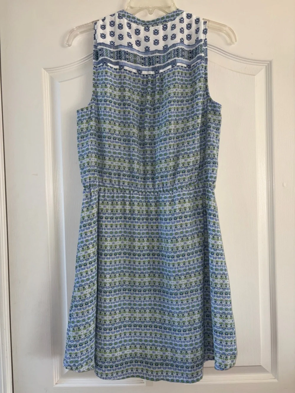 GAP Sleeveless Blue & Green Printed Midi Shift Dress - Picture 5 of 7